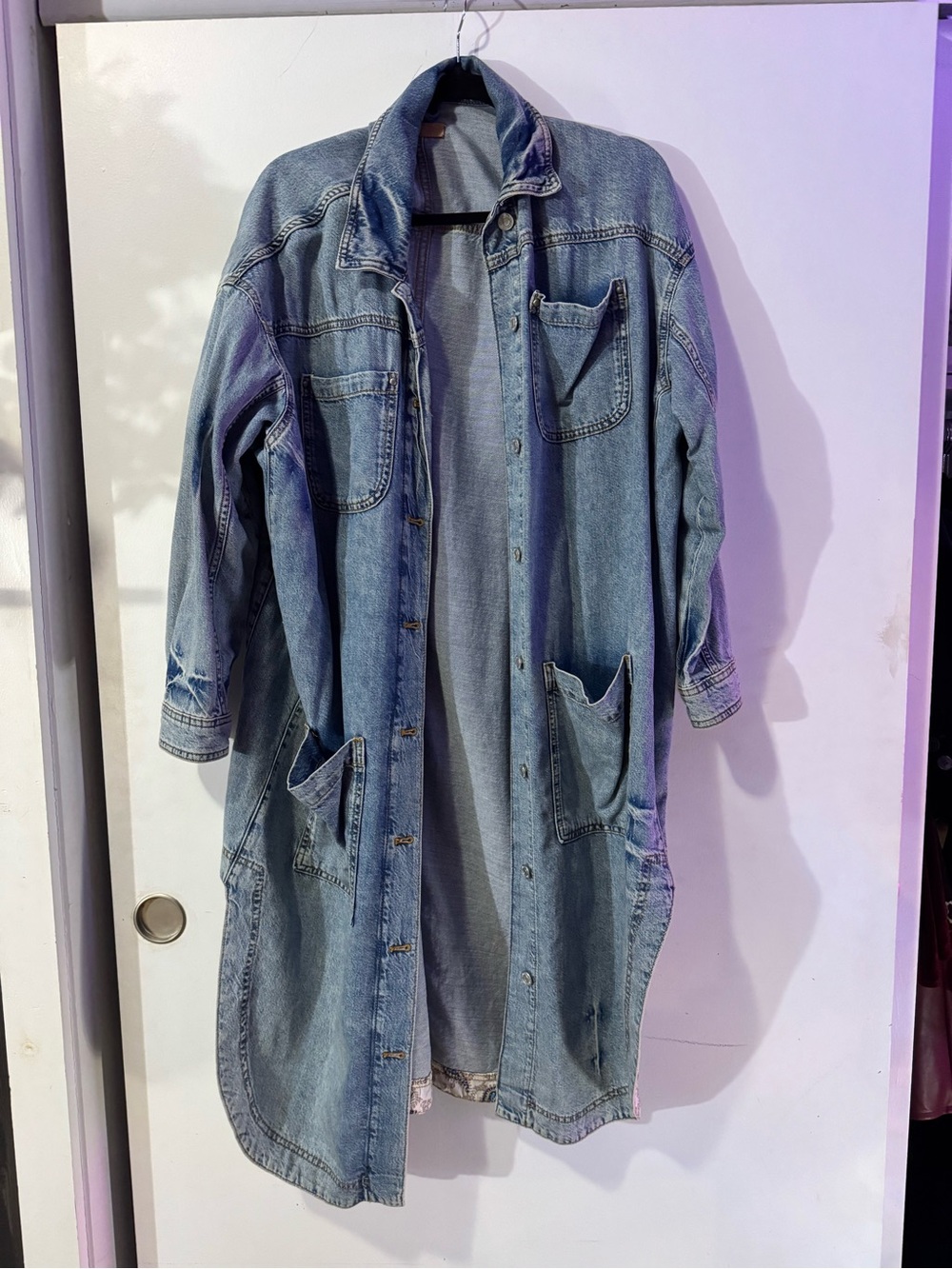 PILCRO Vintage Light Blue Denim Longline Jacket Dress